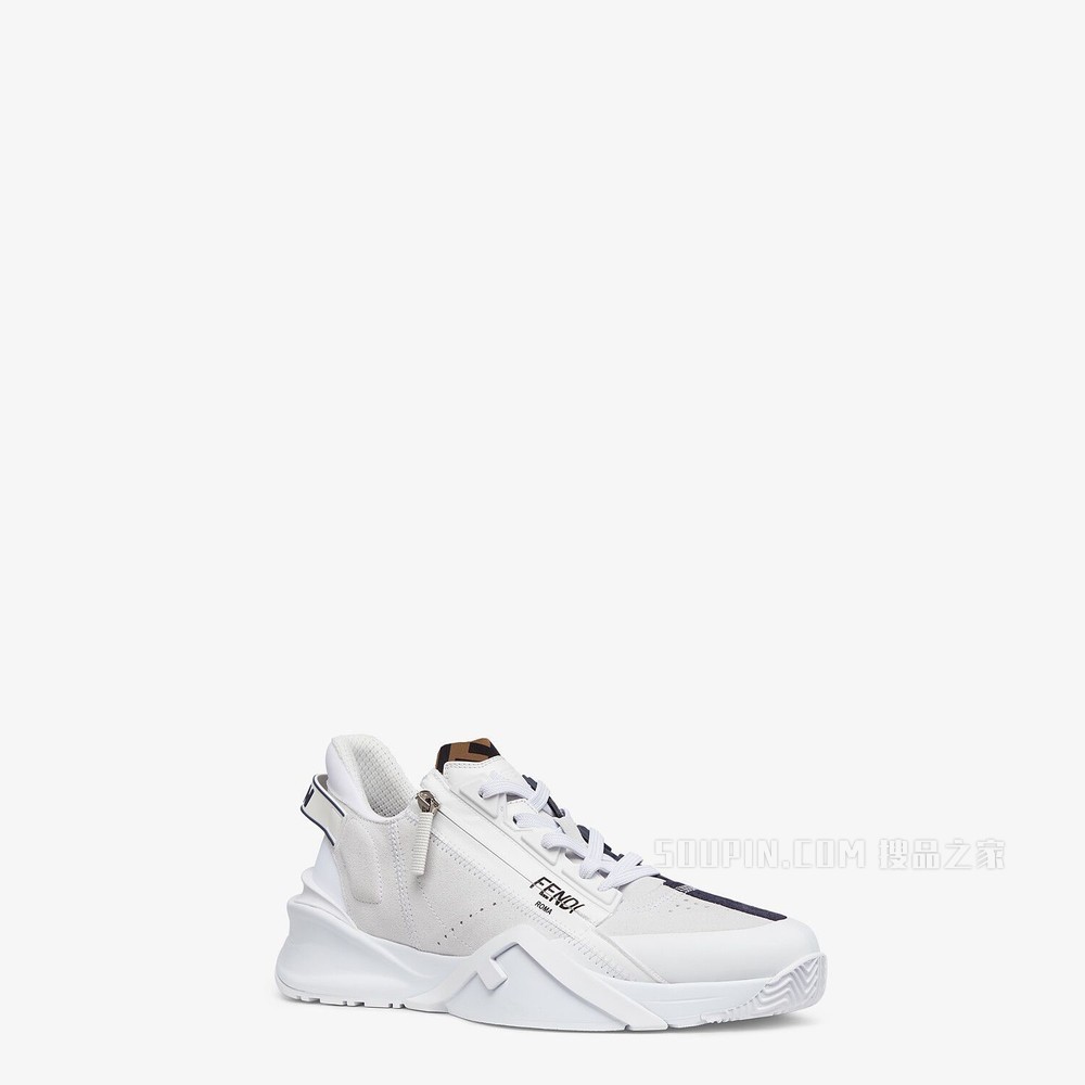 FENDI FLOW 白色麂皮低帮鞋