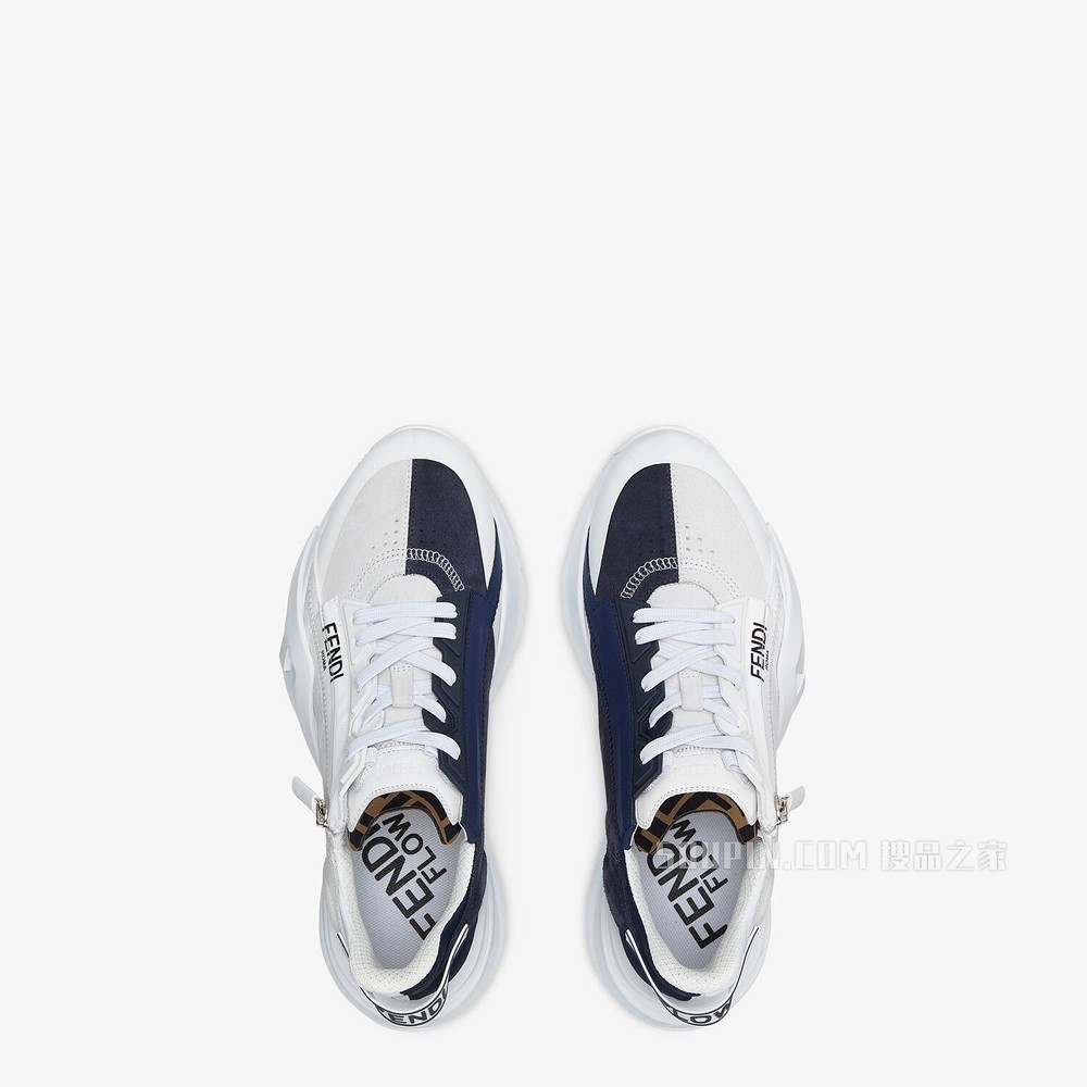 FENDI FLOW 白色麂皮低帮鞋