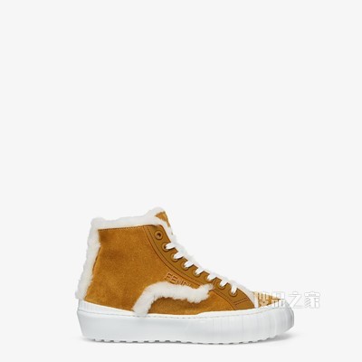 FENDI FORCE 黄色麂皮高帮鞋