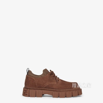 FENDI FORCE 棕色麂皮系带鞋