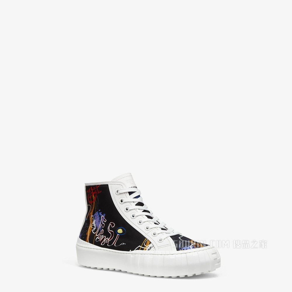 FENDI FORCE 拼色尼龙高帮鞋