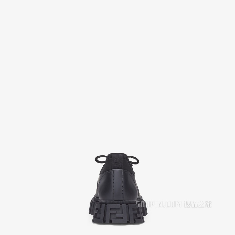 FENDI FORCE 黑色皮革系带鞋