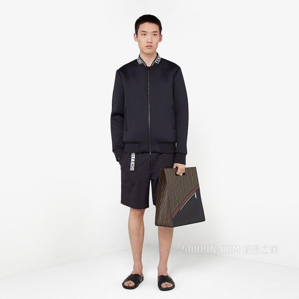 凉鞋 黑色皮质拖鞋