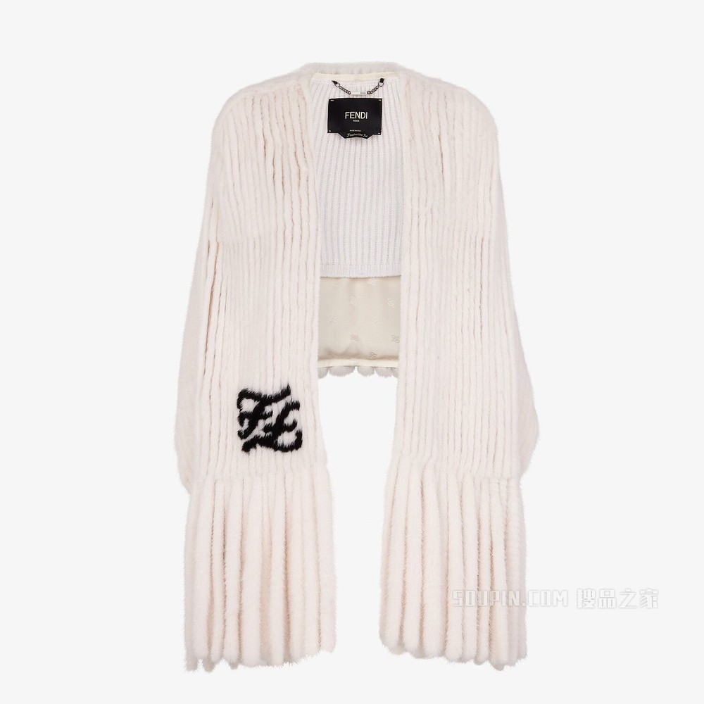 披肩 白色貂皮披肩