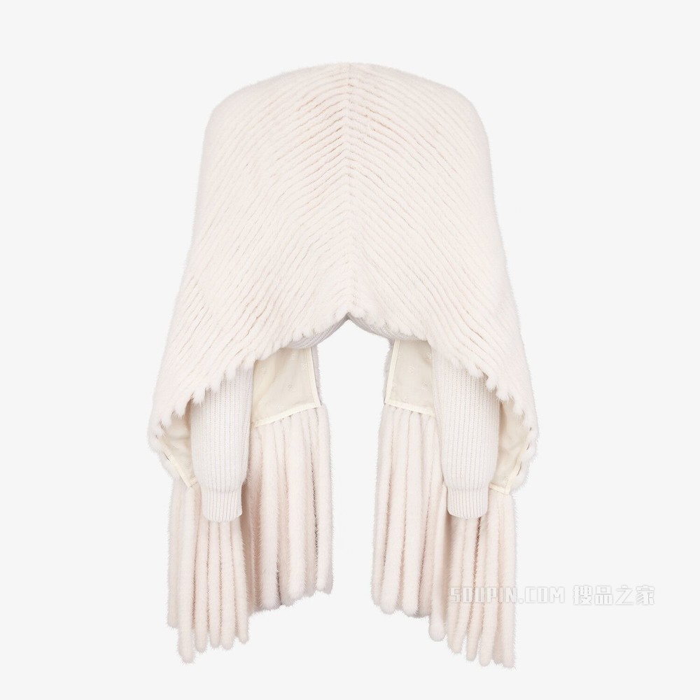 披肩 白色貂皮披肩