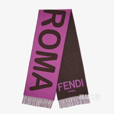 FENDI ROMA围巾 紫色羊绒和羊毛围巾