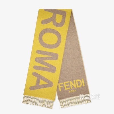 FENDI ROMA围巾 黄色羊绒和羊毛围巾