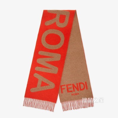 FENDI ROMA围巾 红色羊绒和羊毛围巾