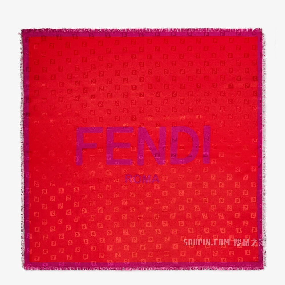 FENDI ROMA围巾 红色桑蚕丝围巾