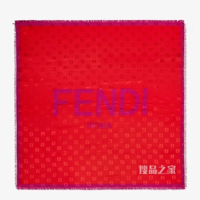FENDI ROMA围巾 红色桑蚕丝围巾