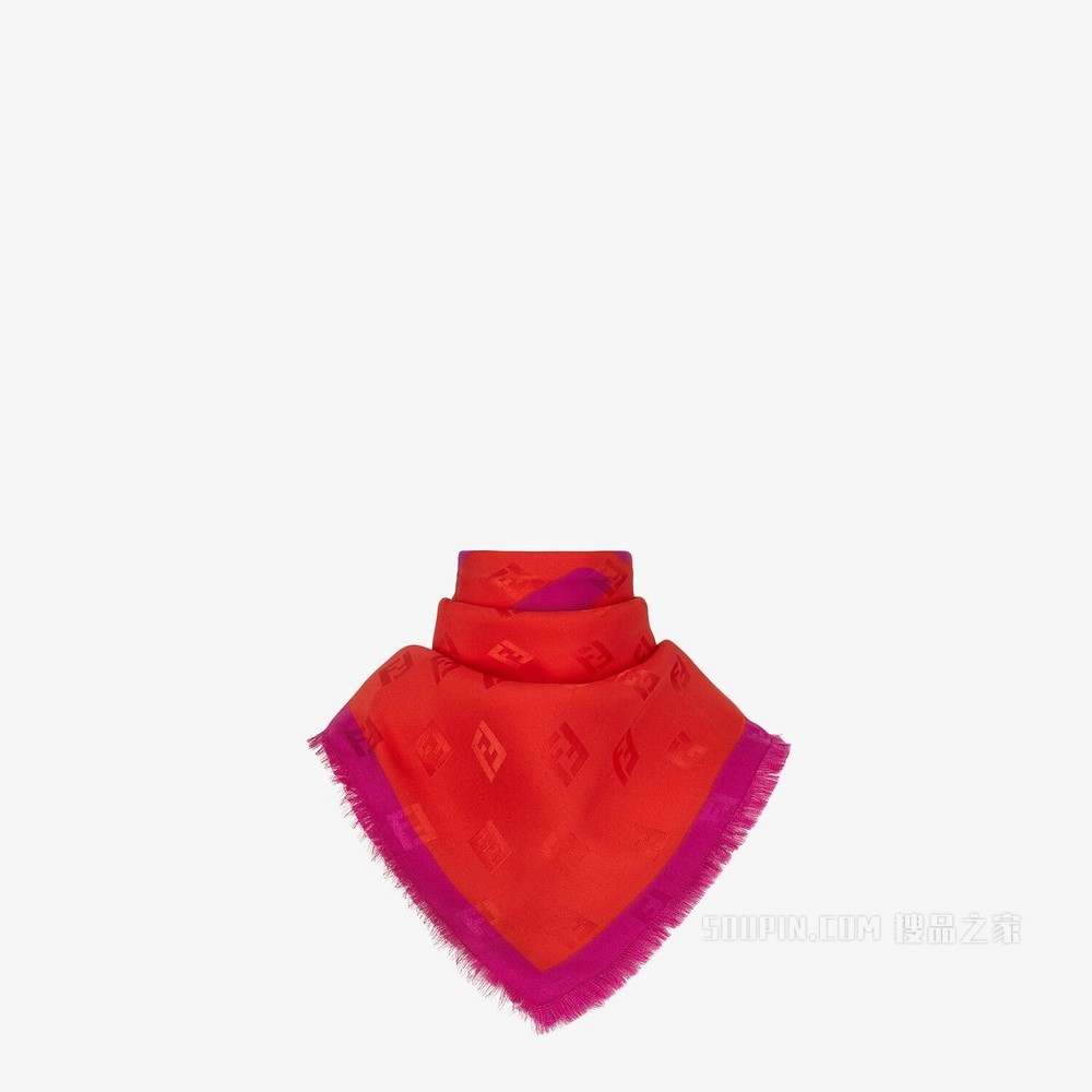 FENDI ROMA围巾 红色桑蚕丝围巾