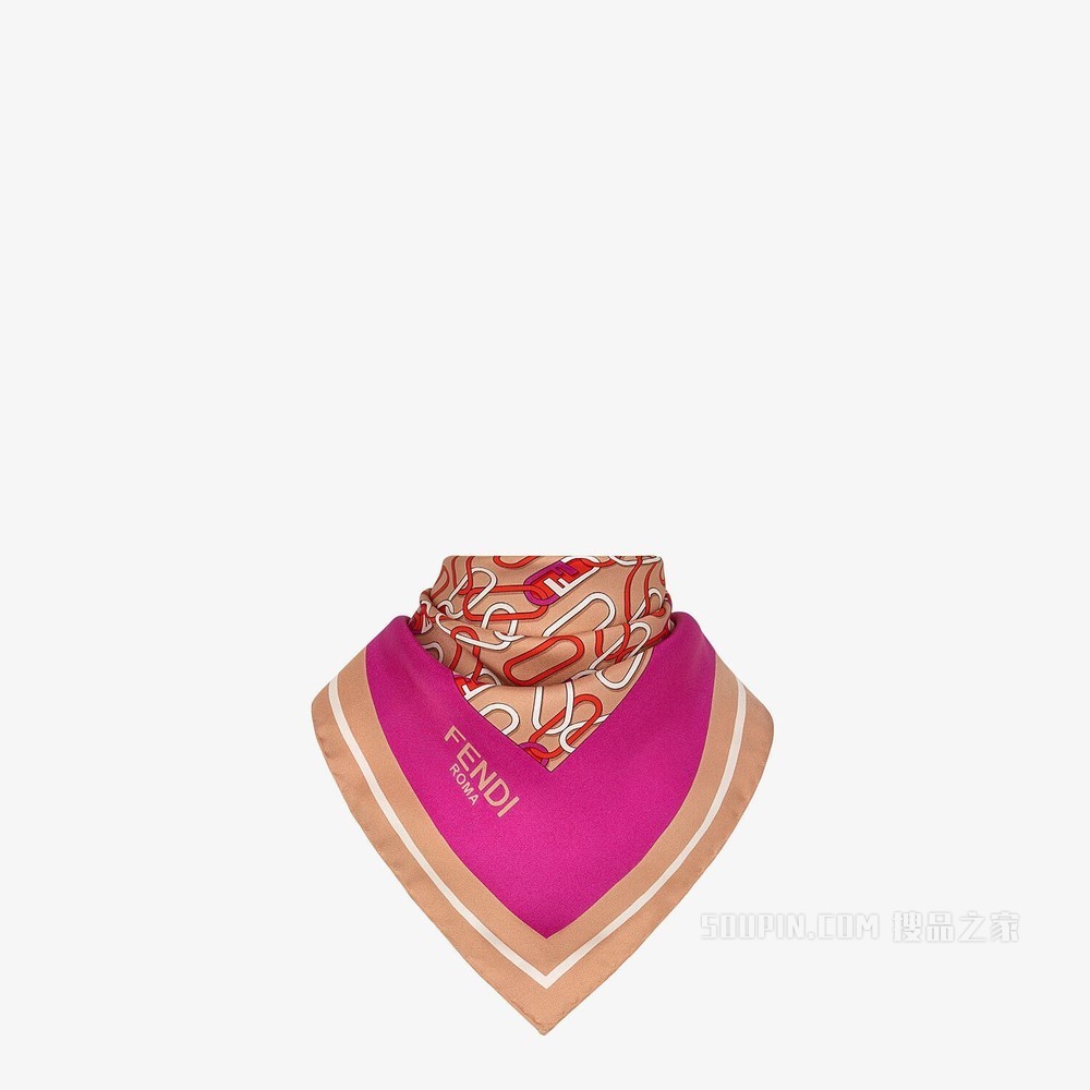 FENDI O'LOCK 围巾 浅棕色桑蚕丝围巾