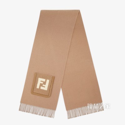 FF围巾 棕色羊毛羊绒混纺围巾