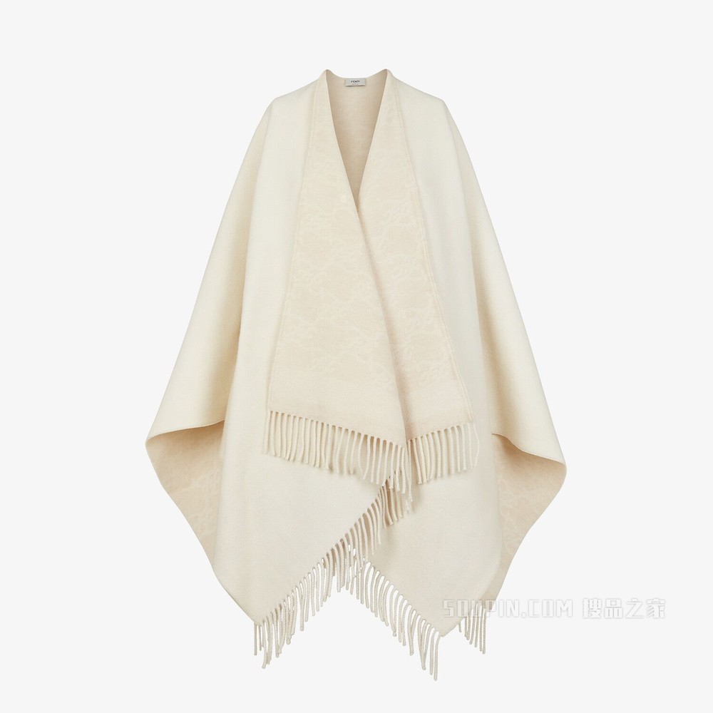 KARL斗篷 白色羊毛和羊绒斗篷