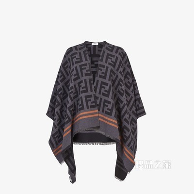 FF外套式斗篷 真丝羊毛黑色外套式斗篷