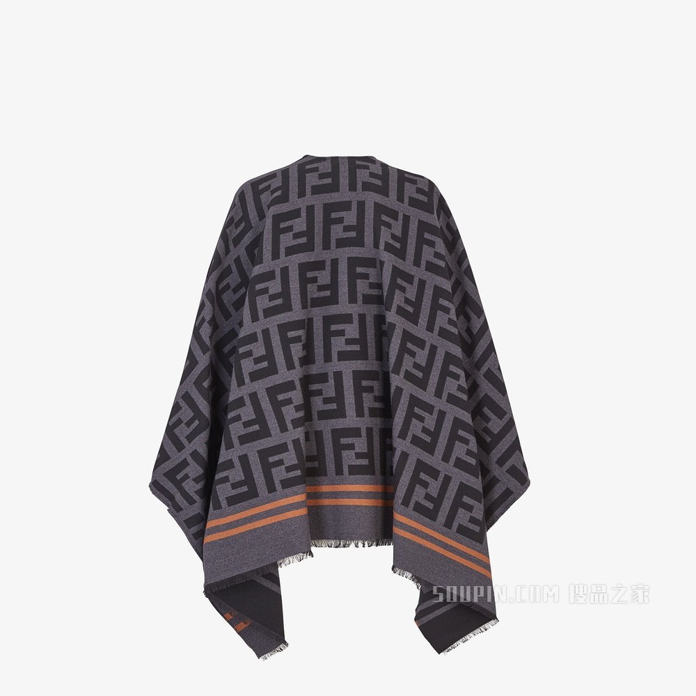 FF外套式斗篷 真丝羊毛黑色外套式斗篷