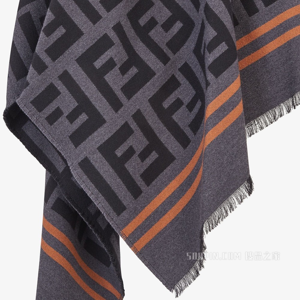 FF外套式斗篷 真丝羊毛黑色外套式斗篷