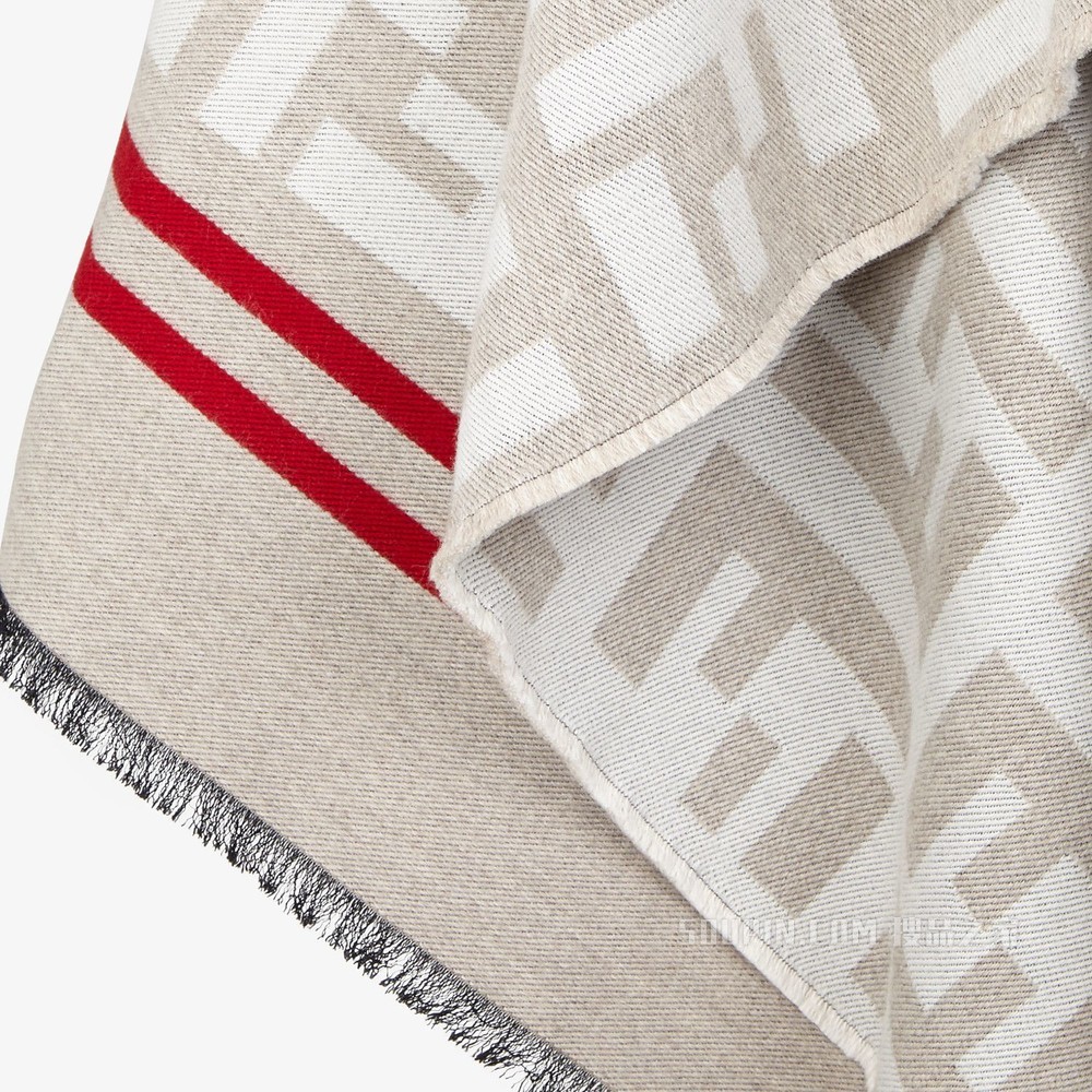 FF外套式斗篷 拼色羊毛真丝外套式斗篷