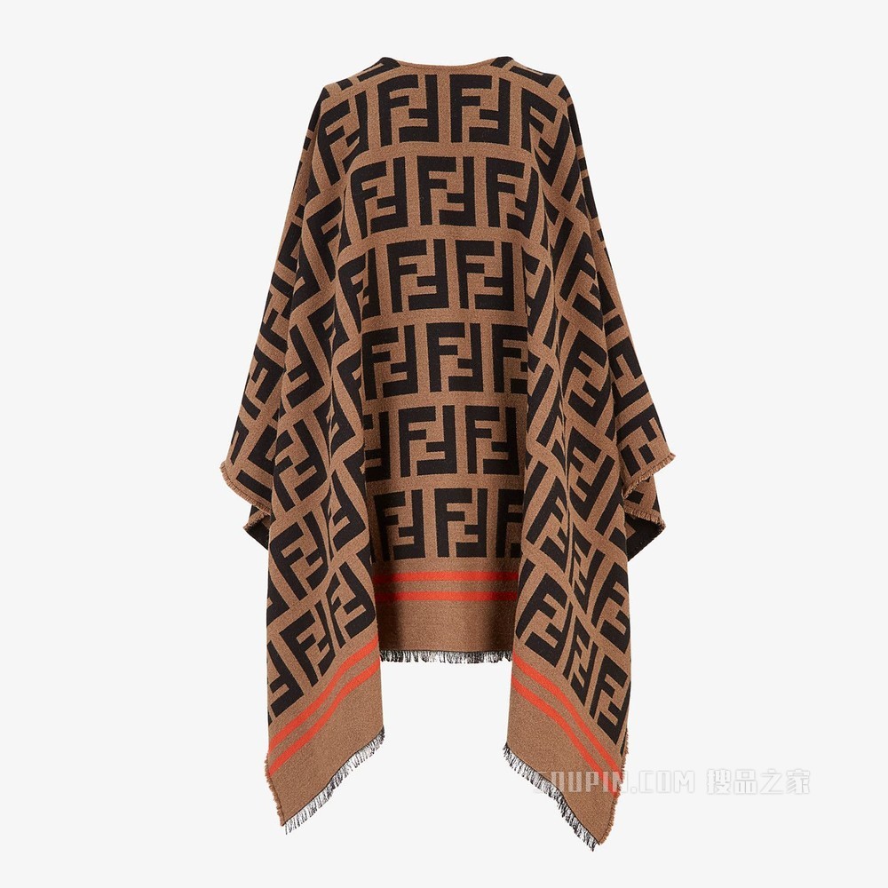 FF外套式斗篷 FF经典图案羊毛混纺外套式斗篷
