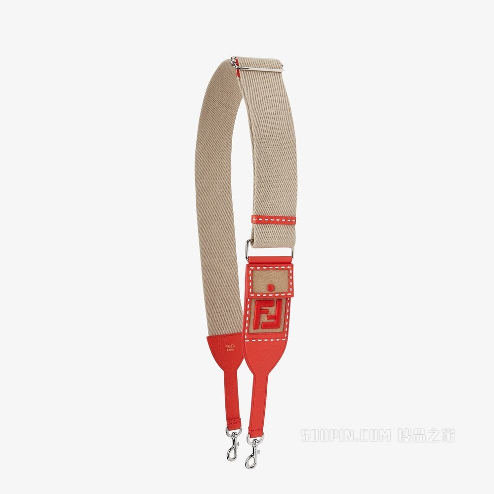 STRAP YOU 米色和红色丝带肩带