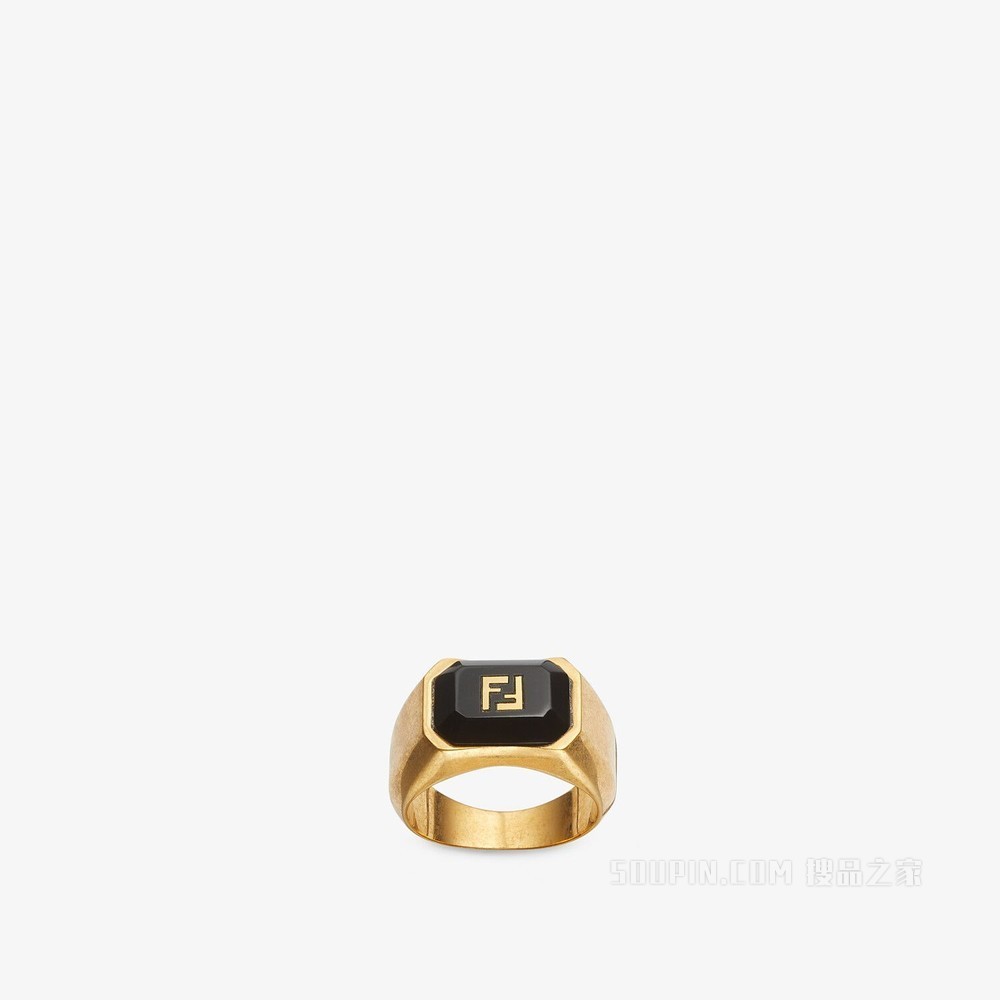 FF缟玛瑙戒指 金色戒指