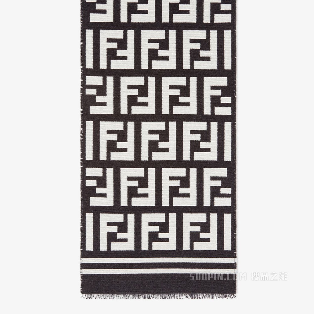 围巾 黑色羊毛真丝围巾