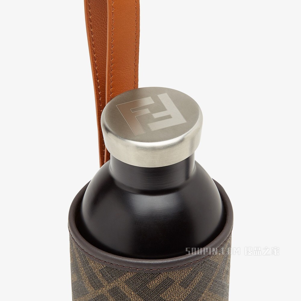 水壶 24Bottles®保暖瓶，配棕色布料瓶套