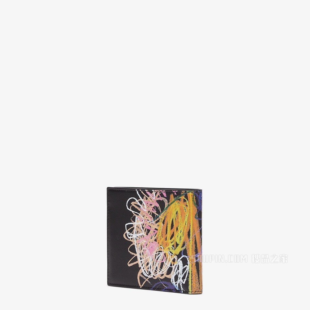 皮夹 黑色皮质双折钱包
