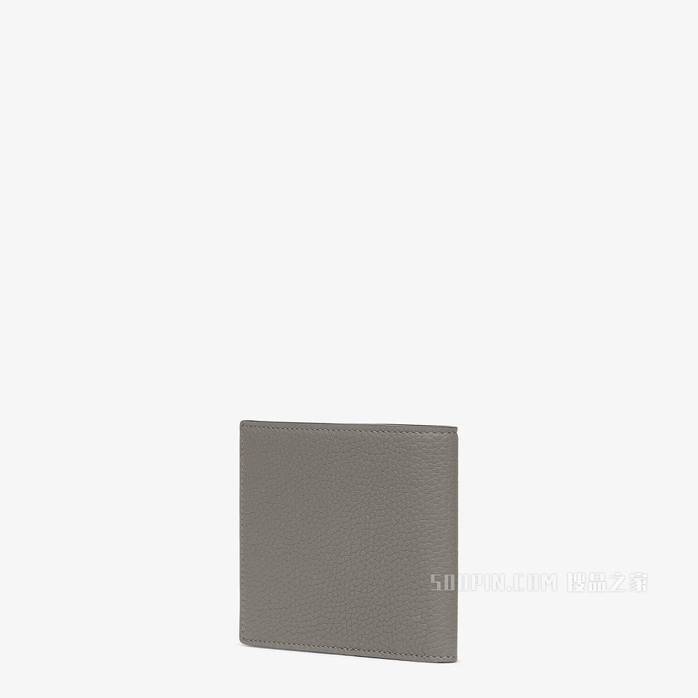 皮夹 灰色皮革双折皮夹