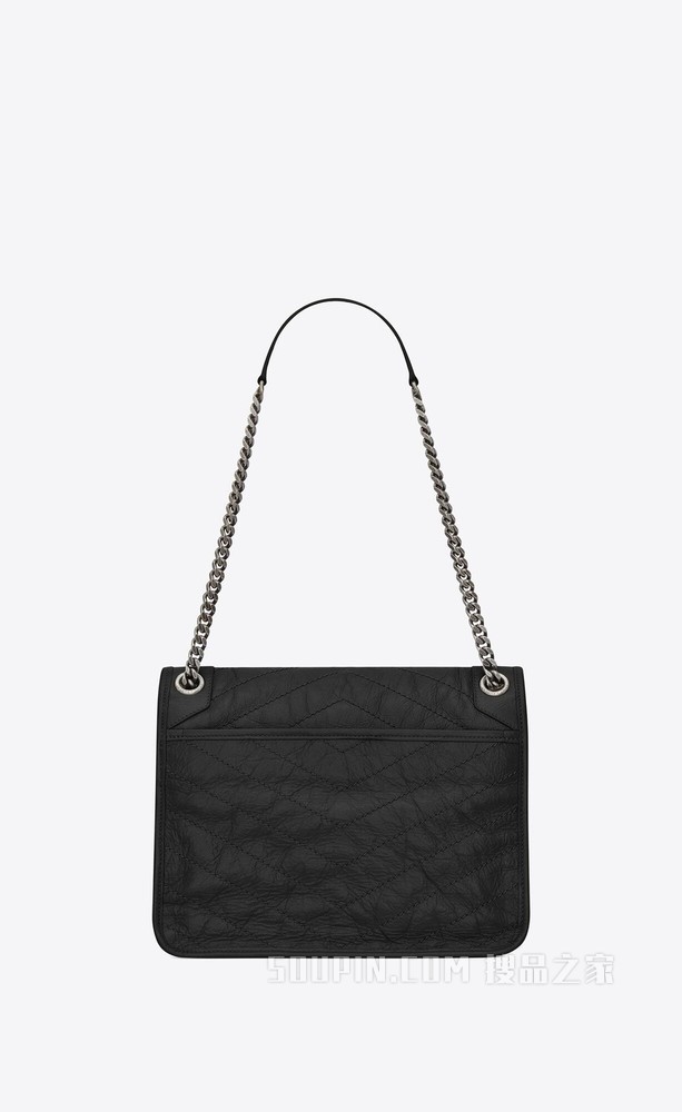 NIKI中号折叠复古皮革手提包