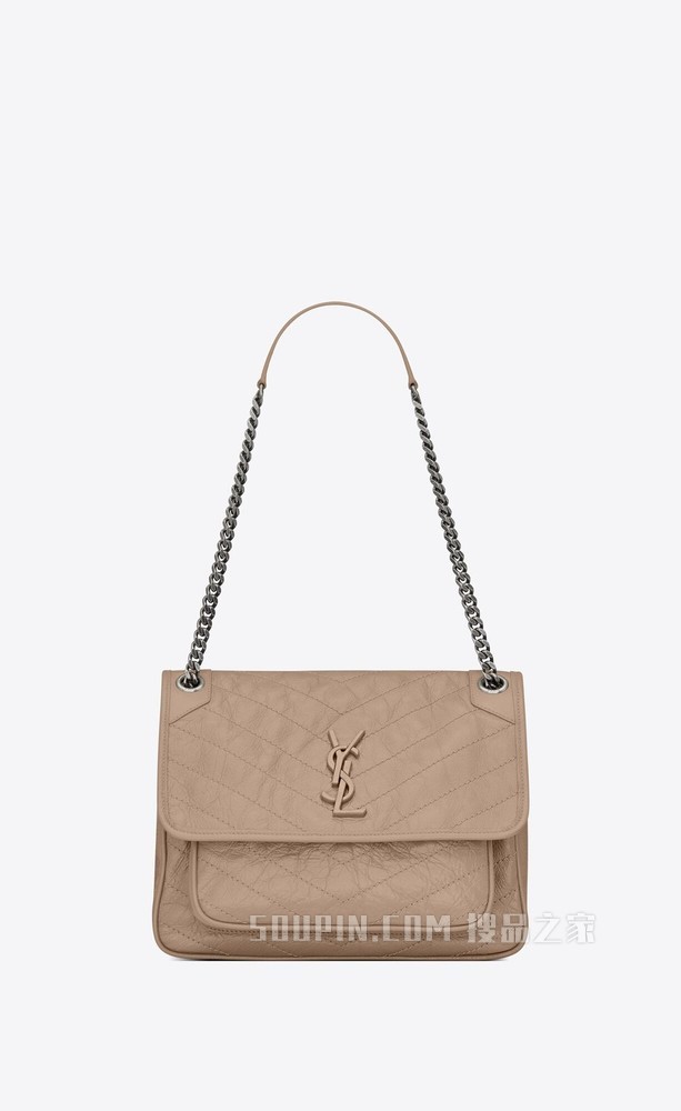 NIKI中号折叠复古皮革手提包