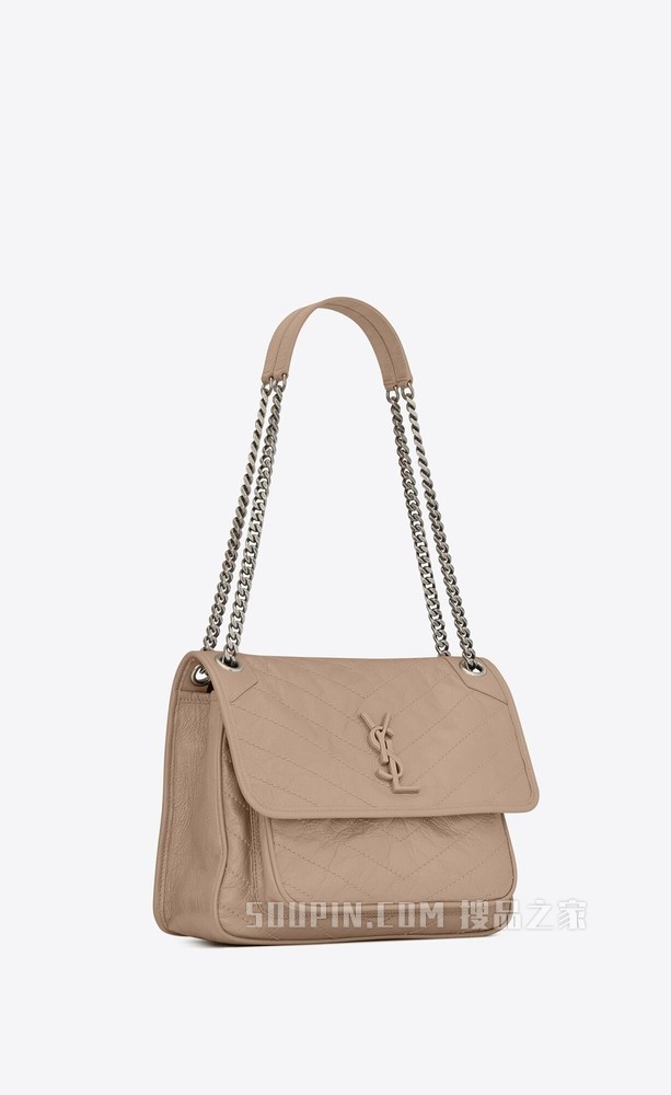 NIKI中号折叠复古皮革手提包