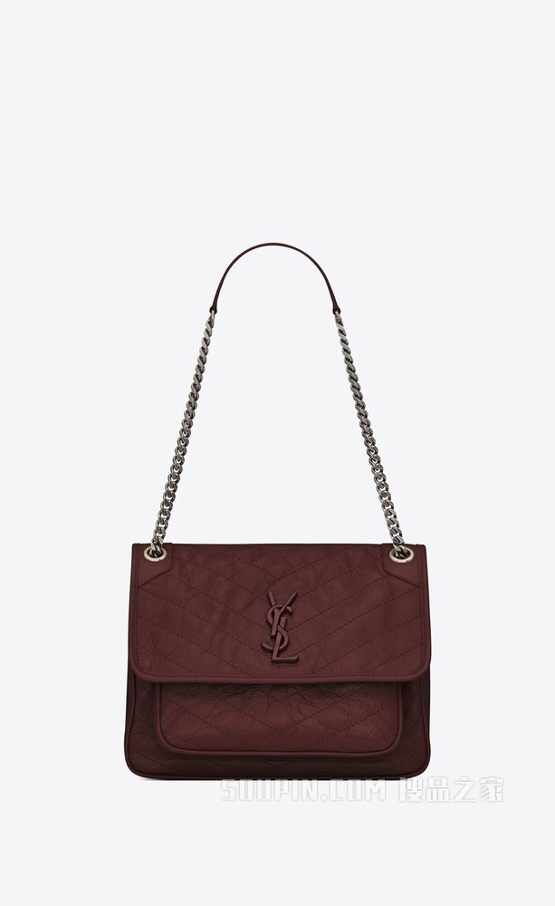 NIKI中号折叠复古皮革手提包