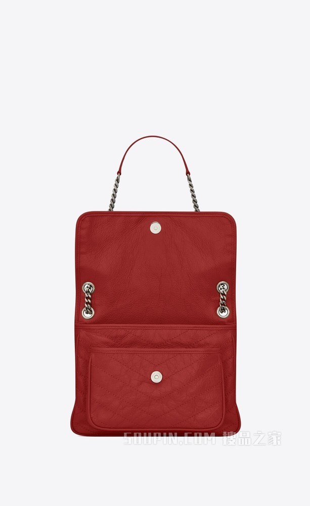NIKI中号折叠复古皮革手提包