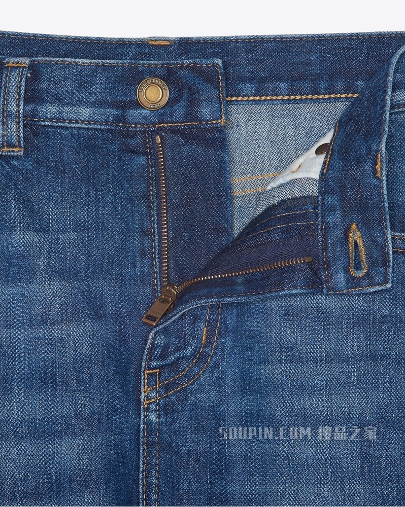 蓝墨水洗色原版直筒牛仔裤