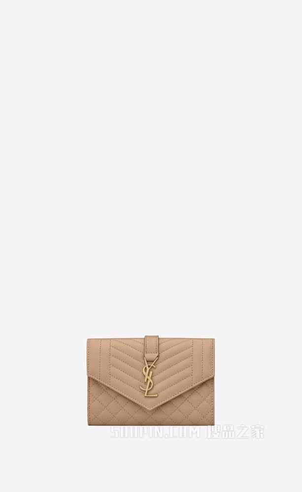 MONOGRAM混合绗缝粒面皮革小号信封钱包
