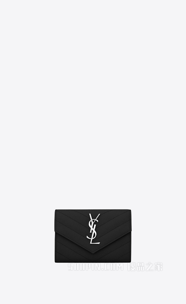 小号monogram黑色颗粒纹理长款钱包