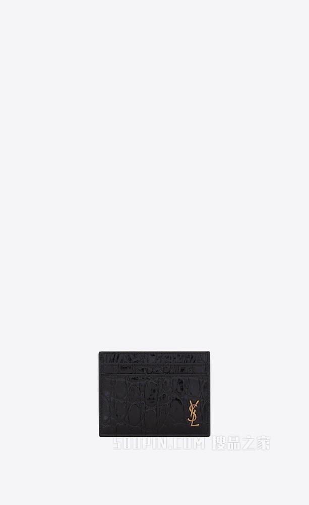 TINY MONOGRAM鳄鱼纹压印皮革卡包