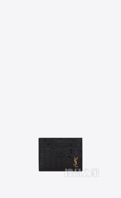 TINY MONOGRAM鳄鱼纹压印皮革卡包