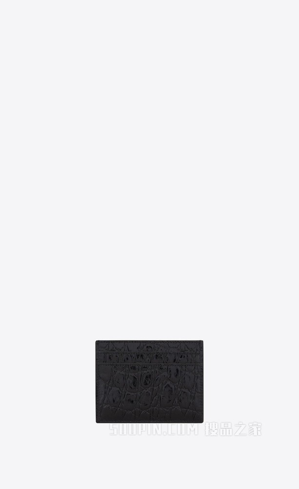 TINY MONOGRAM鳄鱼纹压印皮革卡包