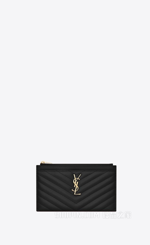 Monogram纹理绗缝皮革手拿包