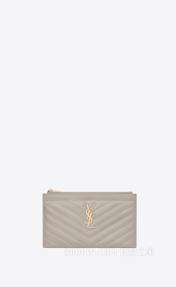 Monogram纹理绗缝皮革手拿包