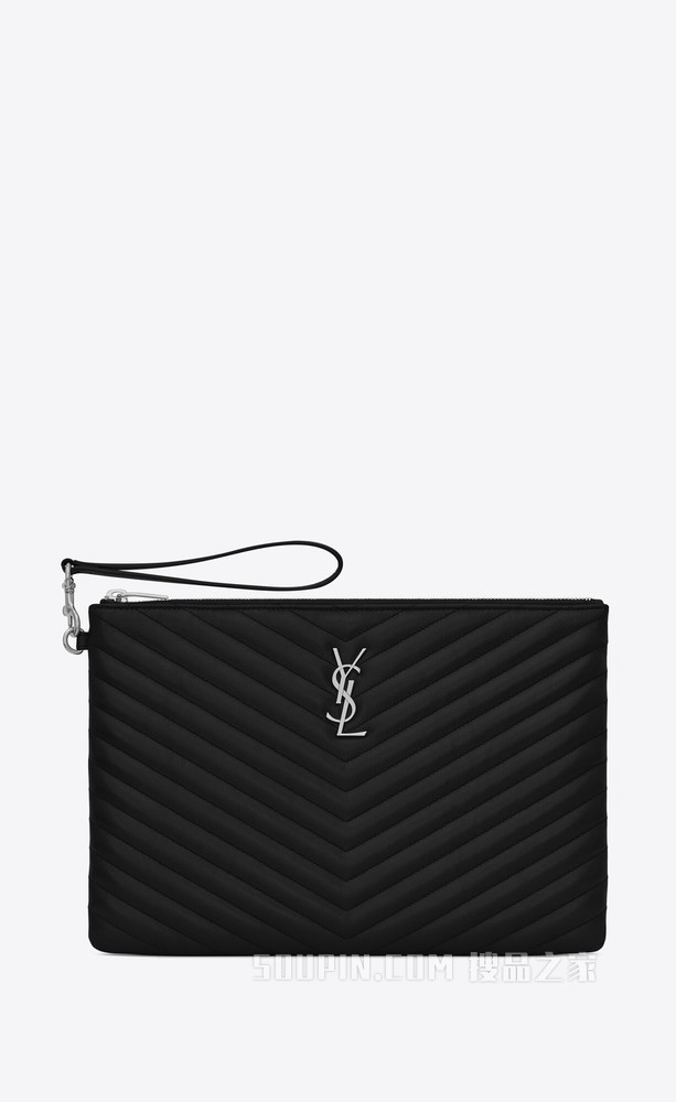 Monogram黑色绗缝真皮平板电脑包