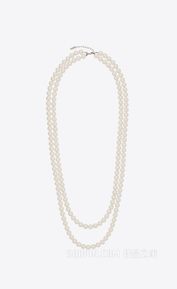 长款双股人造珍珠金属项链