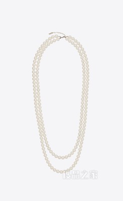 长款双股人造珍珠金属项链