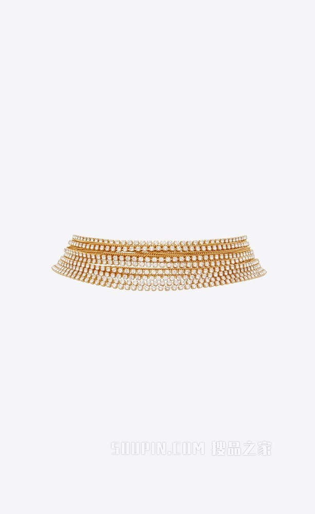 仿水晶链条金属颈圈项链