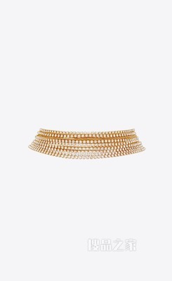 仿水晶链条金属颈圈项链