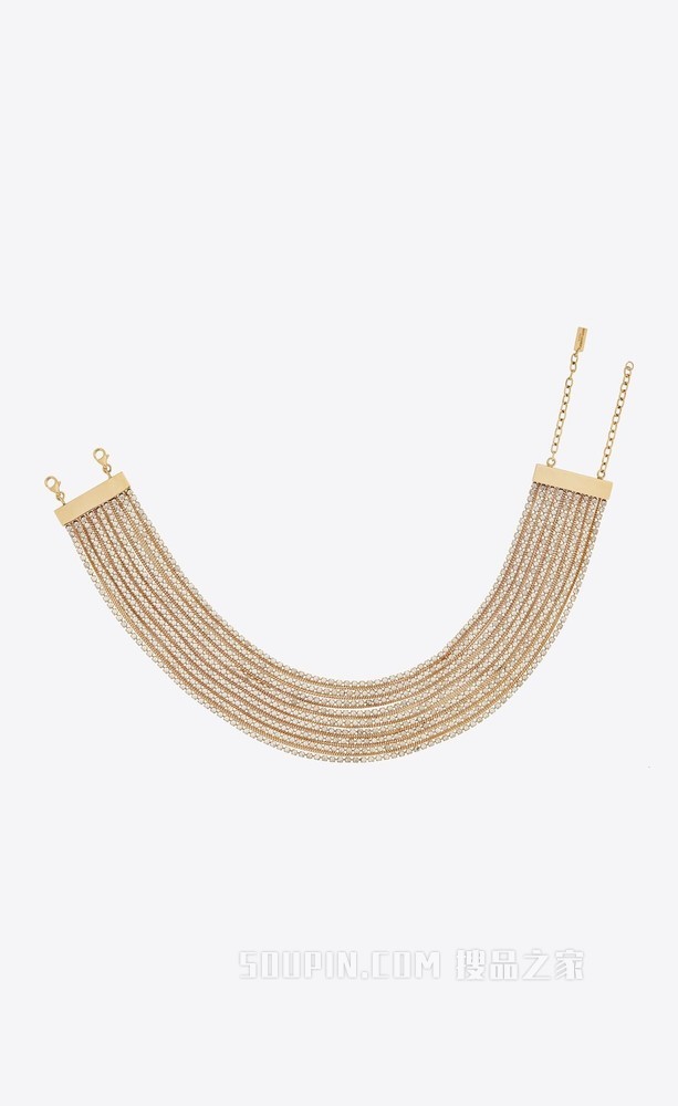 仿水晶链条金属颈圈项链
