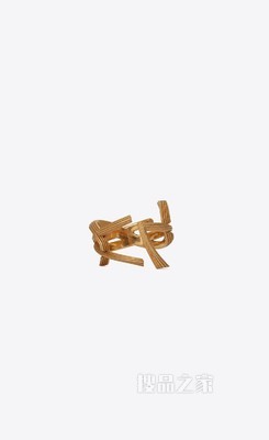 字母标志条纹黄铜指环