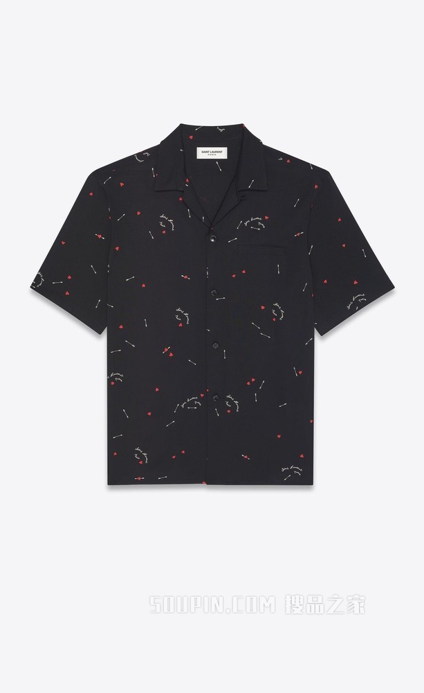圣罗兰 Cupid印花鲨鱼领衬衫
